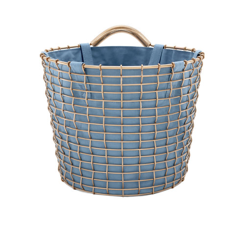 Handmade Basket Copper Bin Series 16 with Liner Light Blue